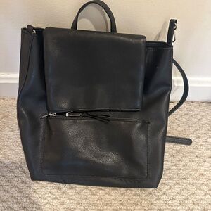 Stylish Black Leather Backpack